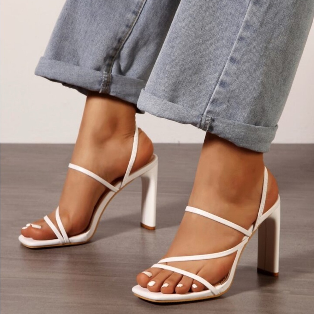 Elegant White Strappy Heels